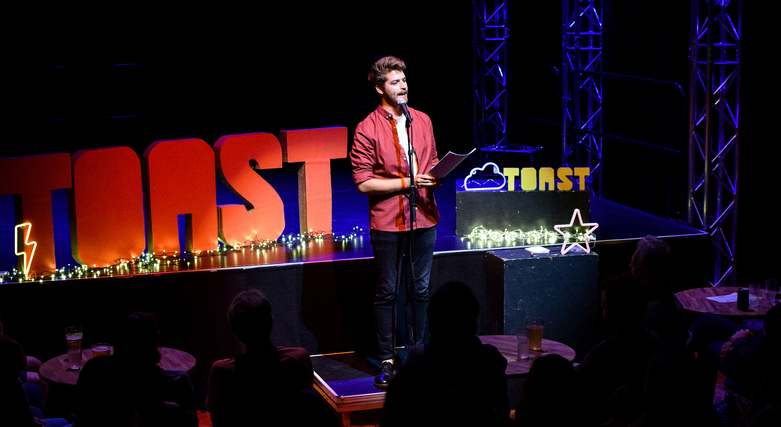 Lewis Buxton on stage at Toast event